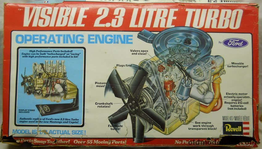 Revell 1/3 Ford Visible 2.3 Litre Turbo Operating Engine - Motorized, H906 plastic model kit